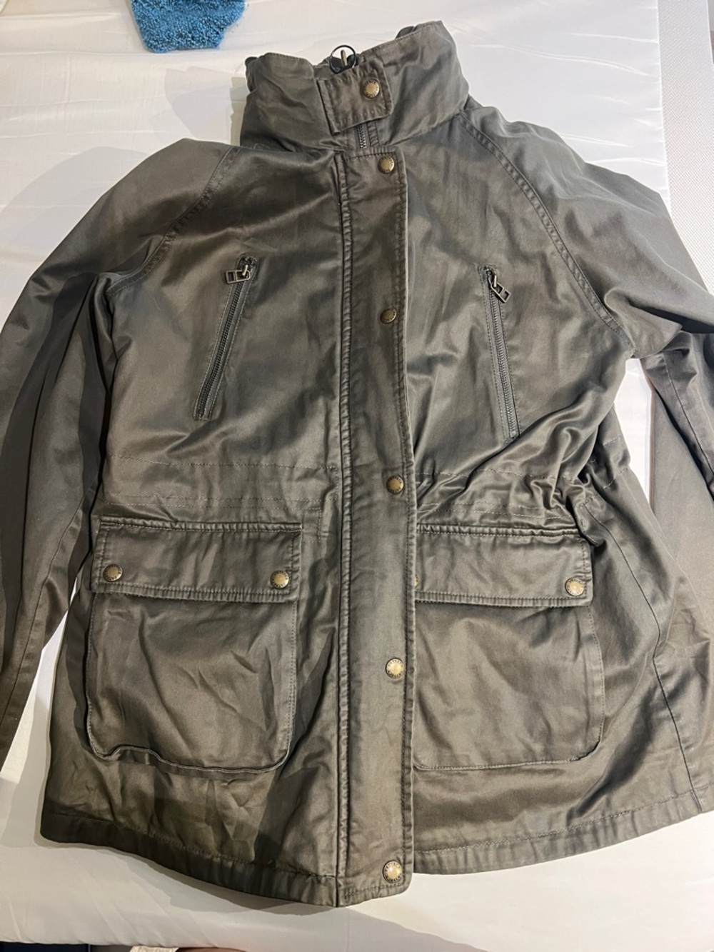 Fat Face Olive Utility Jacket with High Collar